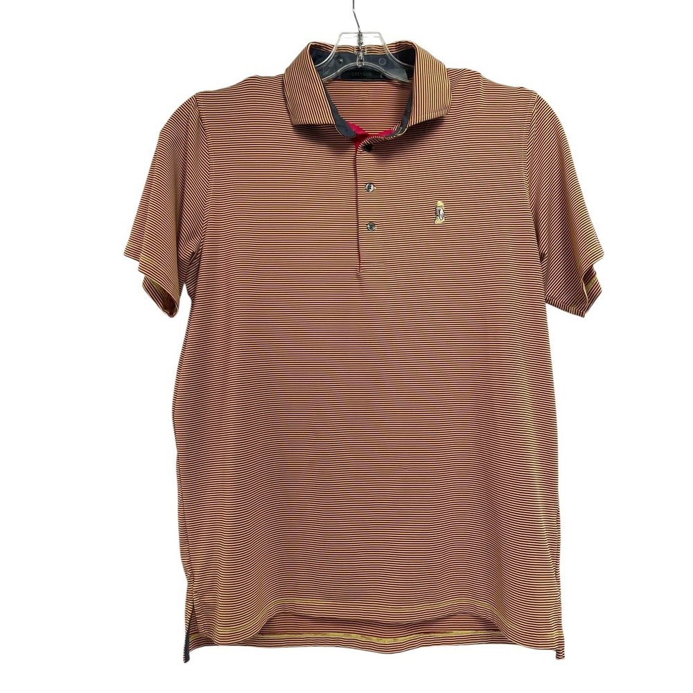 Greyson / Maycoo  C.C. Mens Large Yellow /Red StripeGolf Polo Shirt (A14) NW/OTs